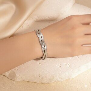 3/$35 Silver Braided Triple Herringbone Snake Chain Bracelet Stainless Steel